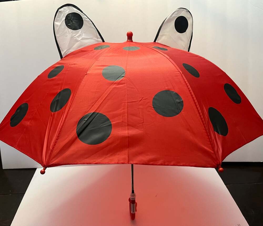 Kidorable Ladybug Kids 3D Character Umbrella with Whistle Handle